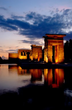 Temple of Debod in Madrid at night clipart