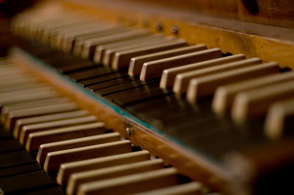 Klassisk orgeltastatur i kor - Stock-foto