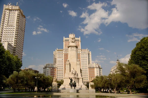 Plaza de España, Madrid, Monument Cervantes. Spain — Stockfoto