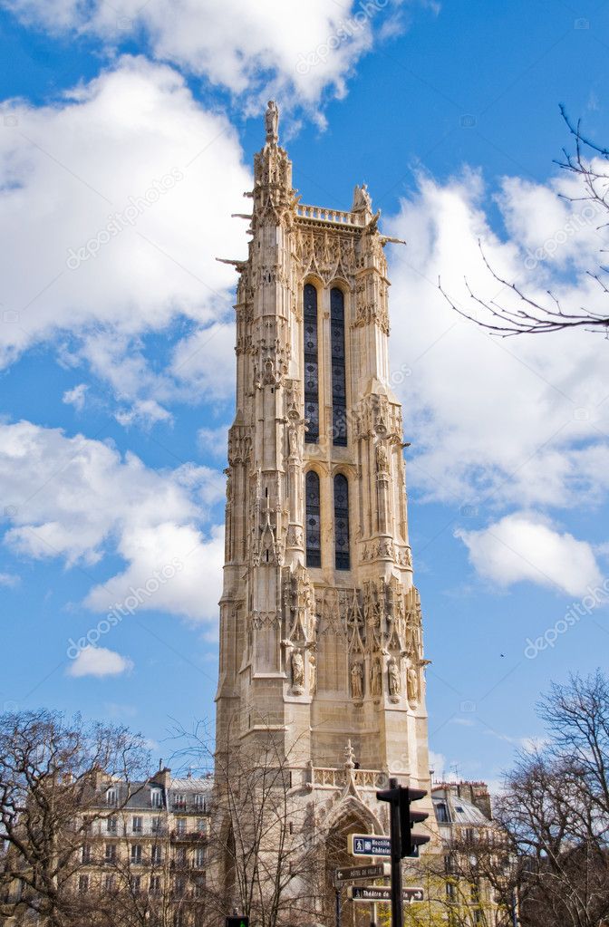 The tower of Saint-Jacques-la-Boucherie in Paris