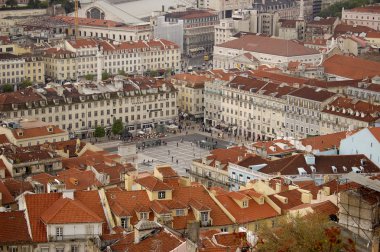 Praça restauradores - rossio lisbon şehrinde. Portekiz