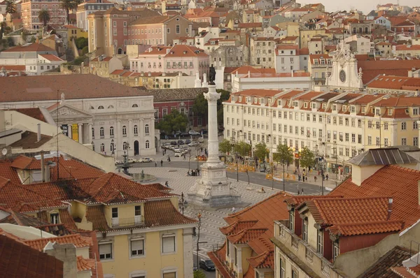 Praça restauradores - rossio lisbon şehrinde. Portekiz