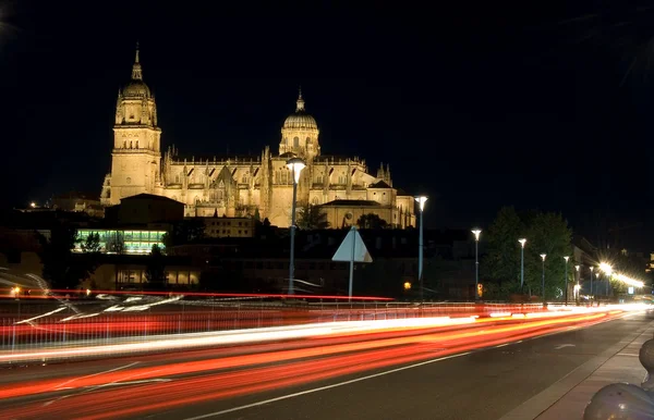 Salamanca cathedral éjszakai látképe — Stock Fotó
