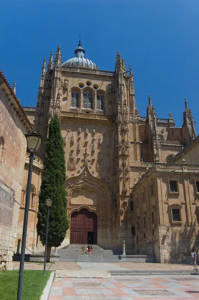 Új katedrális homlokzata Plateresque. Salamanca, Spanyolország — Stock Fotó