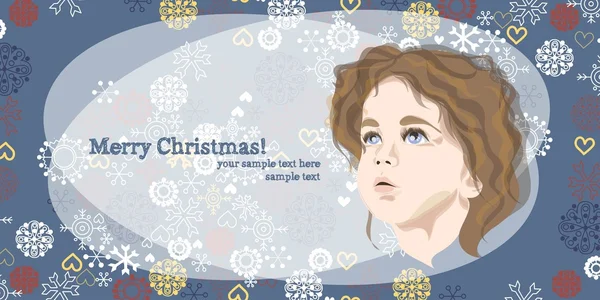 Kartki świąteczne z urocze dziecko — Wektor stockowy