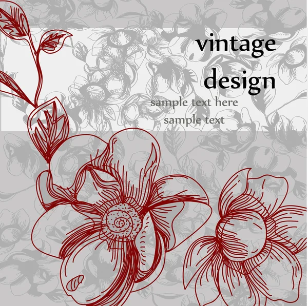 Diseño vintage de la tarjeta floral — Vector de stock