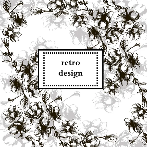 Floral card design in retro style — Stock Vector