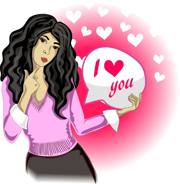 Brune vectorielle avec texte "Je t'aime " — Image vectorielle