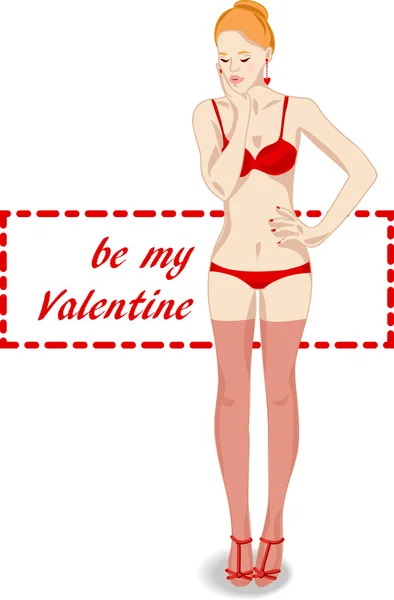 Sexy Valentine mulher — Vetor de Stock