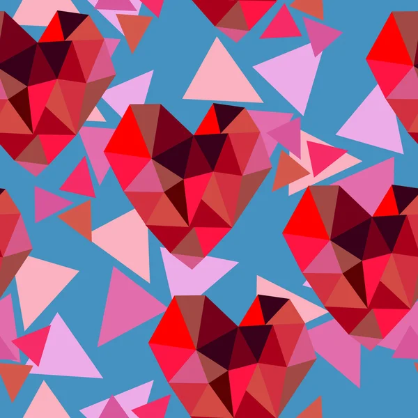 Textura sin costura Valentine con corazones de triángulos — Archivo Imágenes Vectoriales