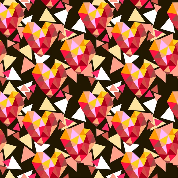 Valentijn naadloze textuur met harten van driehoeken — Stockvector