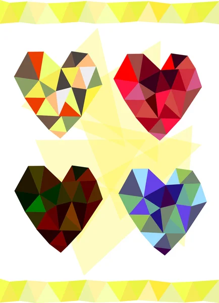 Set of vector mosaic hearts — Stock Vector