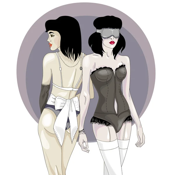 Deux filles sexy vecteur — Image vectorielle