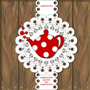 tatlı vektör menü kartı ile kırmızı polka çaydanlık