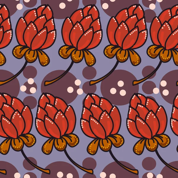 Texture senza cuciture con fiori rossi — Vettoriale Stock
