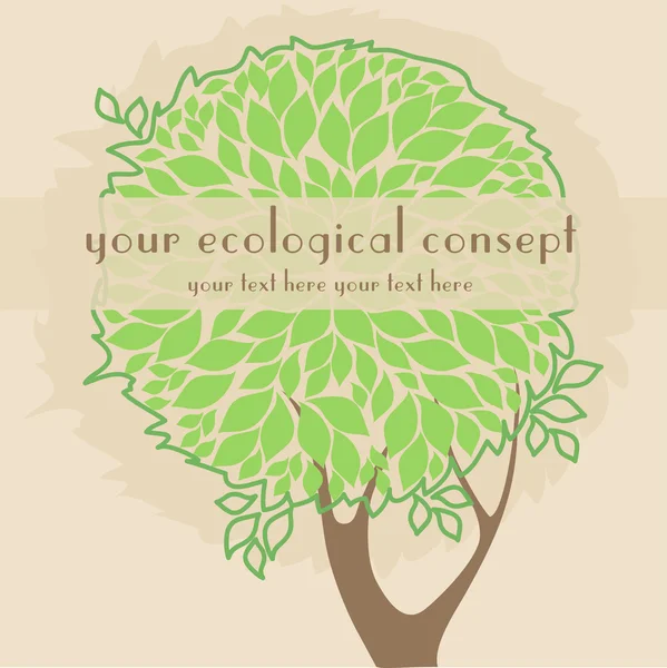 Scheda con albero per l'ecologia e l'estate — Vettoriale Stock