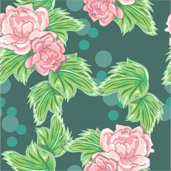 Vector pattern with peony and foliage — Stock Vector