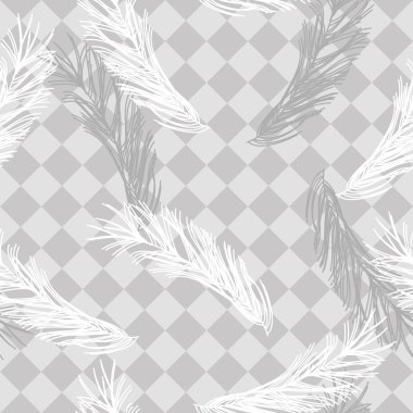 Vintage seamless pattern with feathers and diamond-shaped ornament clipart
