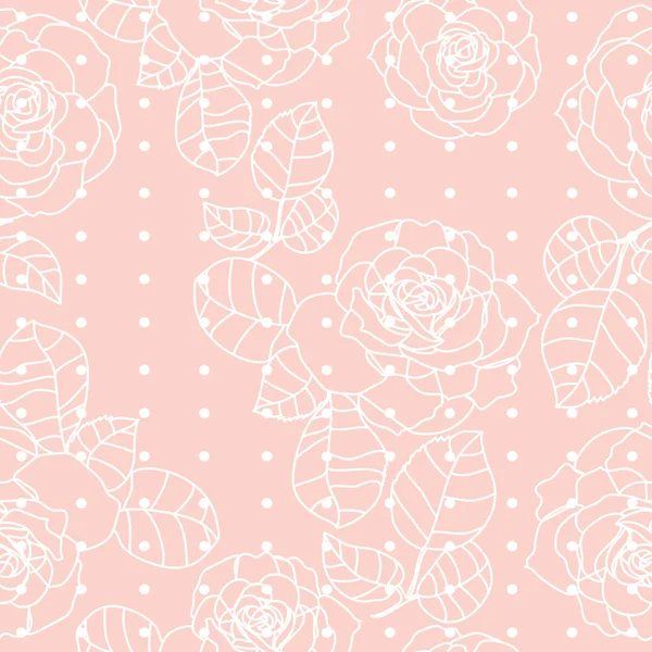 ピンク色でかわいいバラ シームレス テクスチャ — ストックベクタ