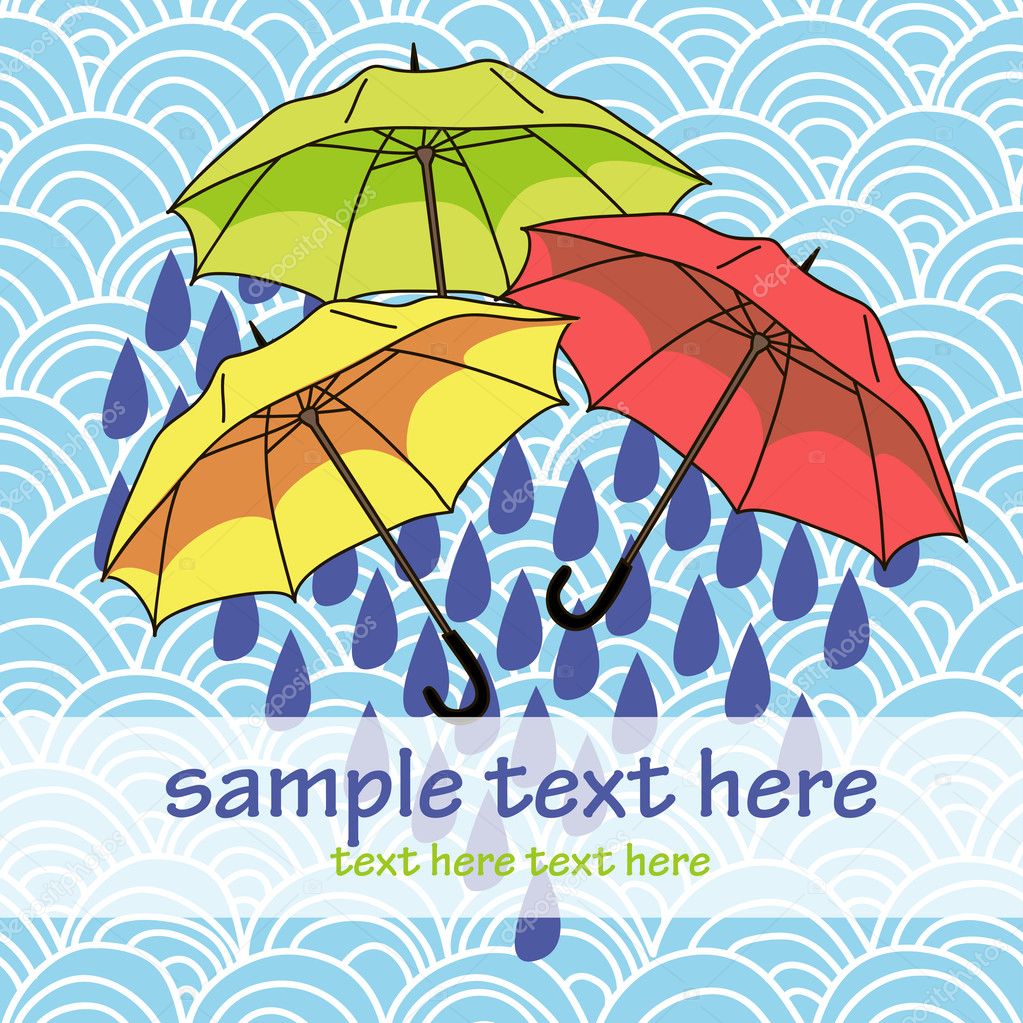 Vector card with bright umbrellas