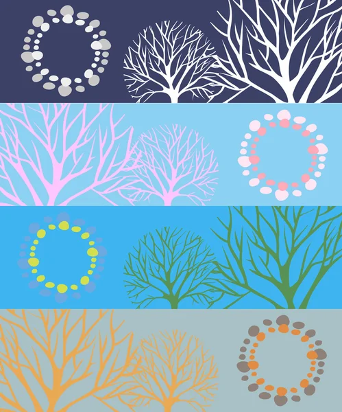 Τέσσερις σεζόν δέντρα, εικονογράφηση φορέας — Διανυσματικό Αρχείο