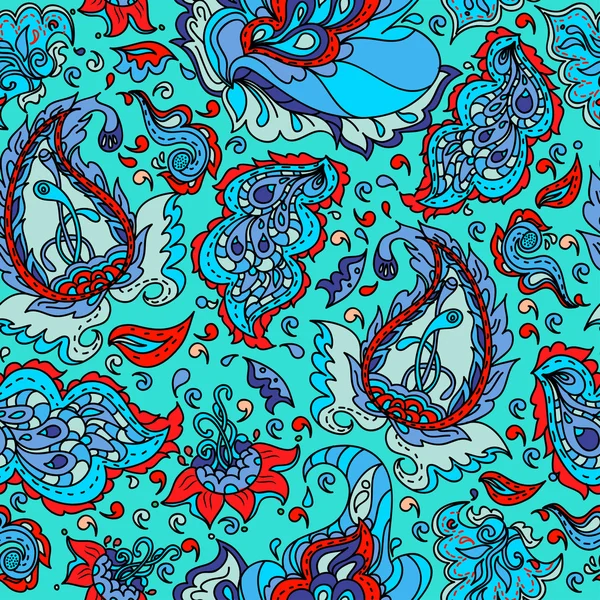 Fond sans couture avec un ornement paisley — Image vectorielle