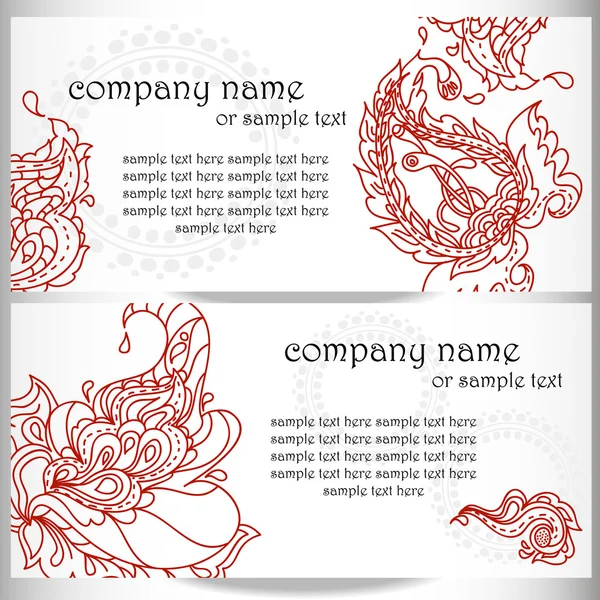 Desenhos de cartão de visita com ornamento paisley —  Vetores de Stock