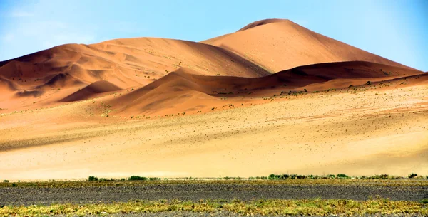 红色的沙丘附近 sossuvlei 纳米比亚的纳米布 naukluft 国家公园 — 图库照片
