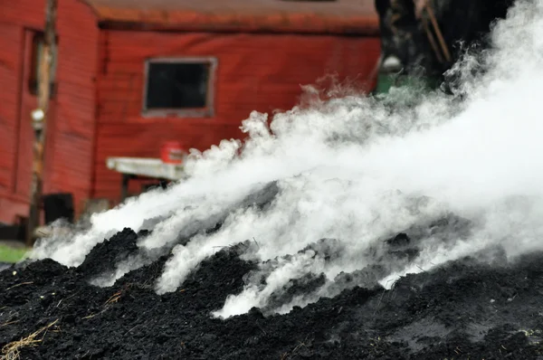 Charcoal pile burning — Stock Photo, Image