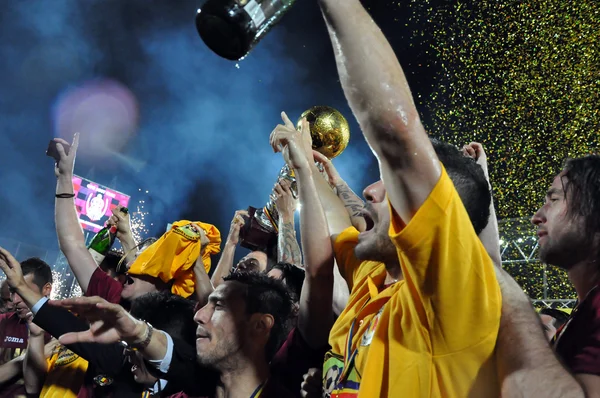Ποδοσφαιριστές που γιορτάζει την κατάκτηση του πρωταθλήματος — Φωτογραφία Αρχείου
