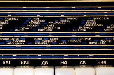 Shortwave radio panel with cyrillic letters clipart