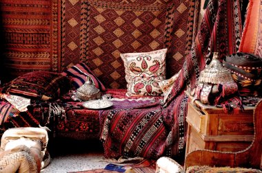 Turkish carpet store, bazaar clipart