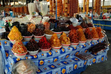 Candies and dried fruits in Yerevan market, Armenia clipart