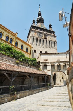 sighisoara sokakta. Transilvanya, Romanya. UNESCO miras