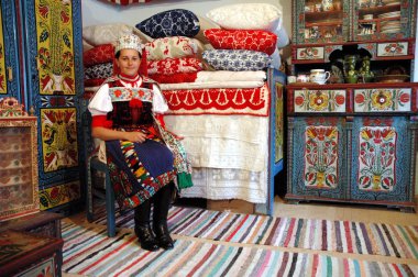 Girl wearing a traditional hungarian costume clipart