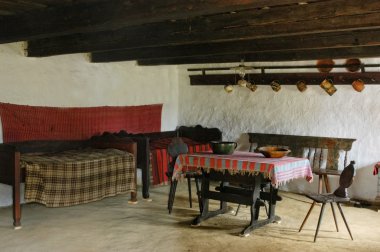 Traditional hungarian house interior in Transylvania, Romania clipart