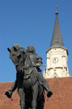 Statue of King Mathias in Cluj Napoca, Transylvania clipart