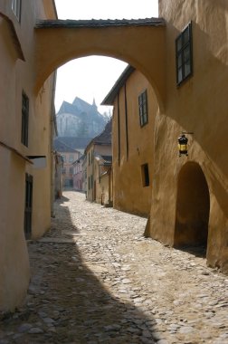 sighisoara sokakta. Transilvanya, Romanya. UNESCO miras