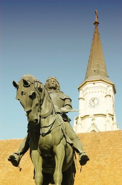 Statue of King Mathias in Cluj Napoca, Transylvania clipart