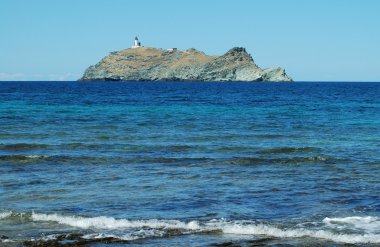 güzel deniz görünümü ve Ile de giraglia Adası, cap corse, Korsika