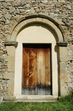 eski ahşap Romanesk kilise kapısına, Romanya