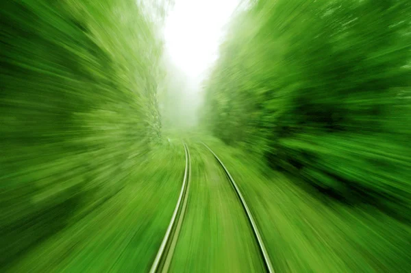 View from an express train on high speed — Stock Photo, Image