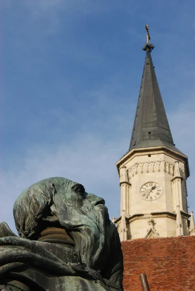 Kral detayını heykel mathias heykel grubu. Cluj napoca, Romanya — Stok fotoğraf