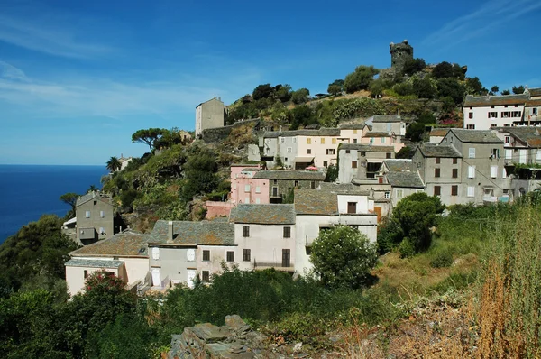 Nonza village with sea view. Corsica — Stock Photo, Image