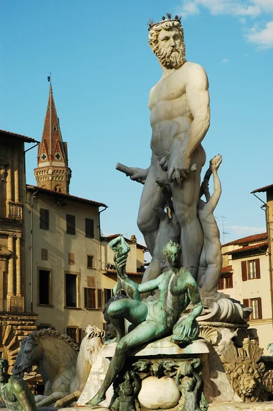 Fontana del nettuno poblíž palazzo vecchio, Florencie, Itálie — Stock fotografie