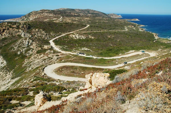 stock image Serpentine road in Corsica island