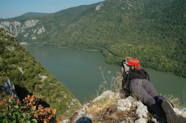 Danube river and Cazanele gorge, Romania clipart