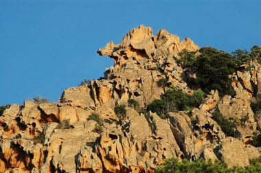 e calanque di piana, Korsika'da Granit kayalar