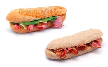 Two sandwiches isolated on white clipart