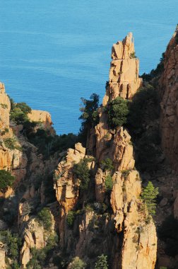 e calanque di piana, Korsika'da Granit kayalar